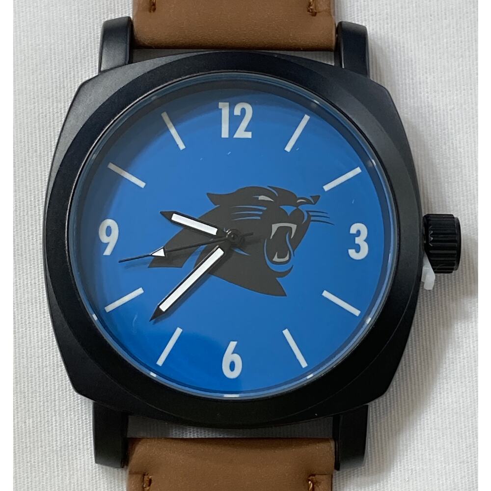 Carolina Panthers Men's Sparo The Knight Series Brown Leather Strap Watch